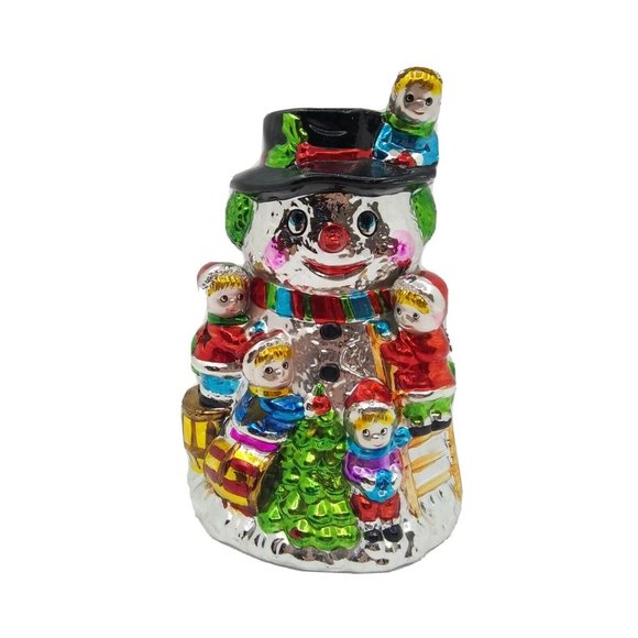 Vintage unique metallic radko pacconi style snowman children votive candle - Picture 2 of 12